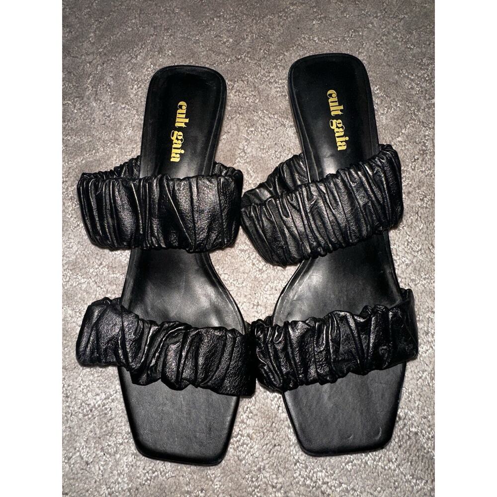 Cult Gaia MINA Black Leather Slip On Sandals EU 38/US 7.5-8 EUC